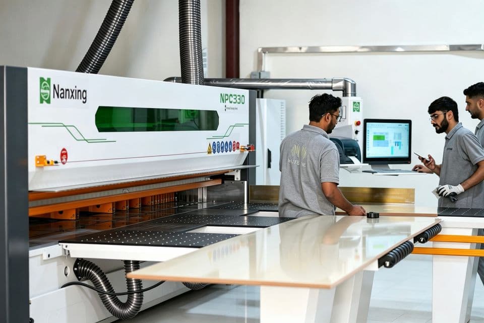 مشغّلو منشار الألواح CNC في مصنع Mute Line